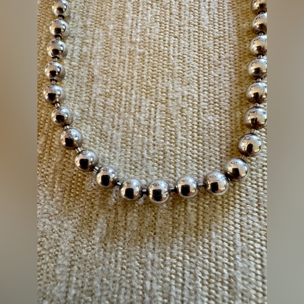 Sterling Silver 6mm Desert Pearl Style Necklace – Southwestern Pearl Style Beads - Picture 3 of 7